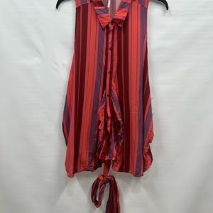 Free People Blouse Women’s Medium Multicolor Striped Tie Back Sleeveless NWT